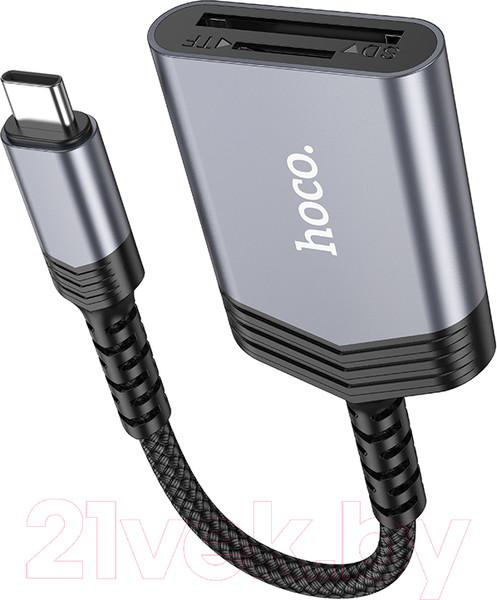 Изображение товара Картридер Hoco UA25 2в1 Type-C/SD/TF Card (металлик)