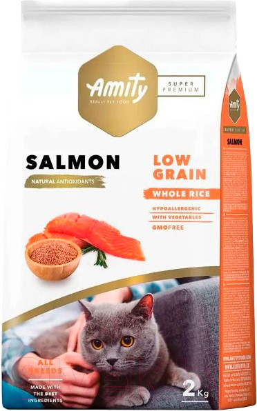 Изображение товара Сухой корм для кошек Amity Super Premium с лососем (2кг)