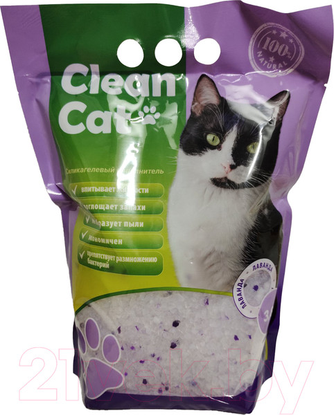 Изображение товара Наполнитель для туалета Clean Cat Силикагелевый лаванда (3.8л)