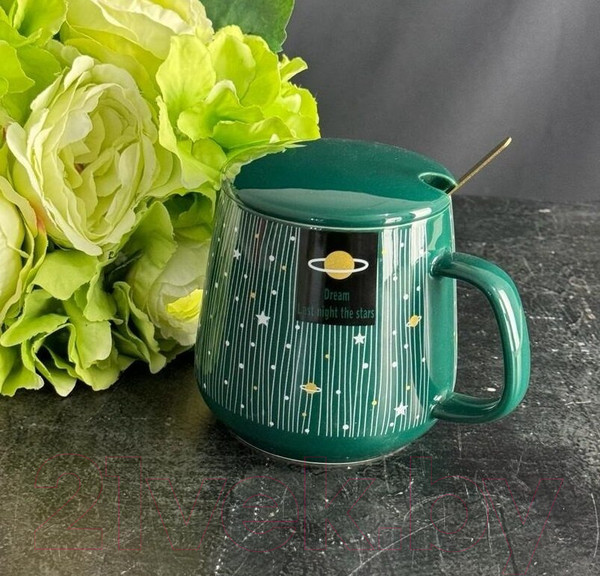 Изображение товара Кружка с ложкой Lenardi 315-043 (с крышкой)