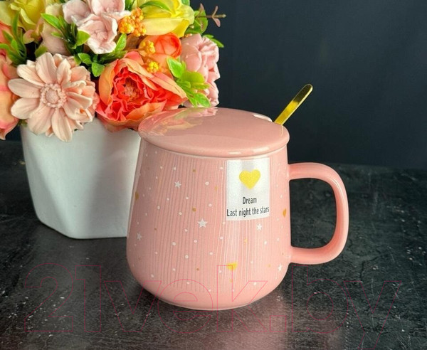 Изображение товара Кружка с ложкой Lenardi 315-045 (с крышкой)