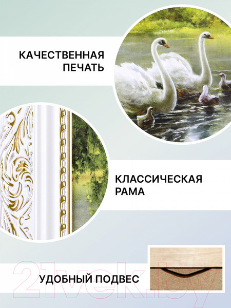 Изображение товара Картина Декарт Лебеди на пруду 8Л2434 (в раме)