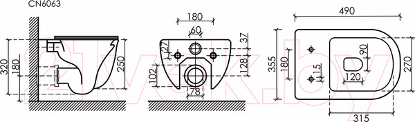 Изображение товара Унитаз подвесной Ceramica Nova Modena  Rimless CN6063 (с сиденьем)