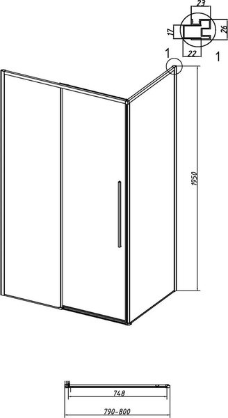 Изображение товара Душевая стенка Grossman Galaxy 80x195 / 200.K33.01.80.10.00 (хром/стекло прозрачное)