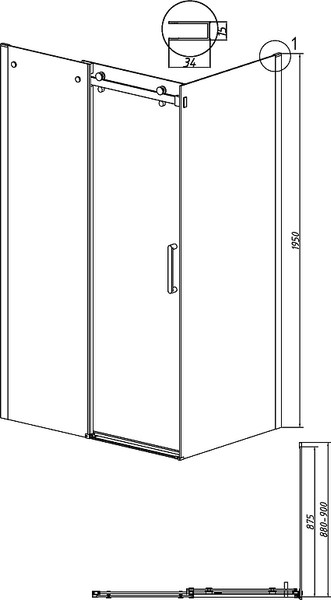 Изображение товара Душевая стенка Grossman Classic 90x195 / 200.K33.04.90.10.00 (хром/стекло прозрачное)