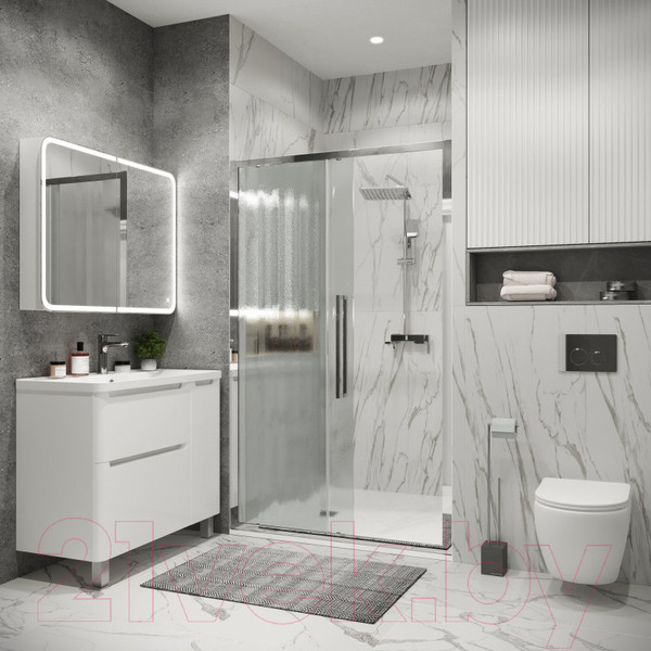 Изображение товара Душевая дверь Grossman Cosmo 100x195 / 100.K33.02.100.10.02 (хром/стекло шиншилла)