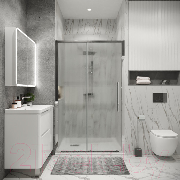 Изображение товара Душевая дверь Grossman Cosmo 100x195 / 100.K33.02.100.10.02 (хром/стекло шиншилла)