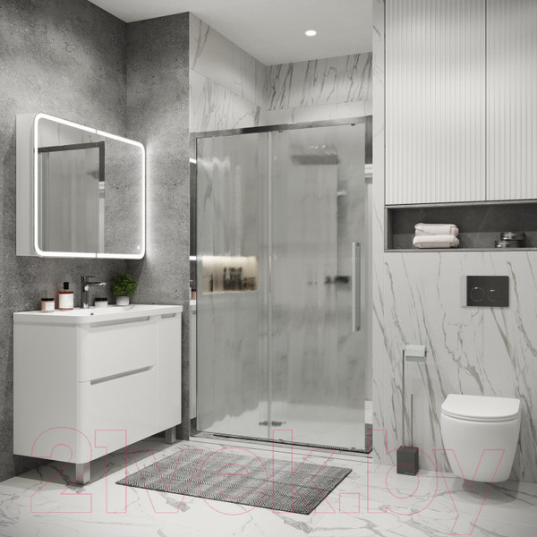 Изображение товара Душевая дверь Grossman Cosmo 130x195 / 100.K33.02.130.10.02 (хром/стекло шиншилла)