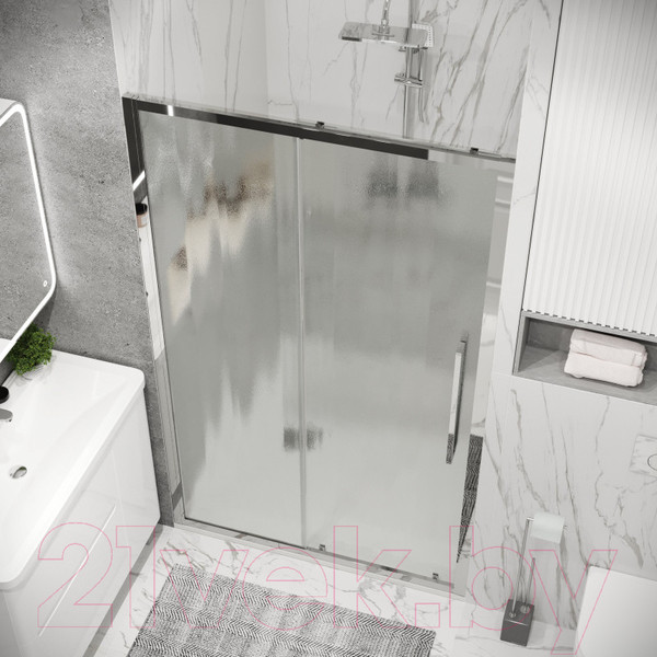 Изображение товара Душевая дверь Grossman Cosmo 130x195 / 100.K33.02.130.10.02 (хром/стекло шиншилла)