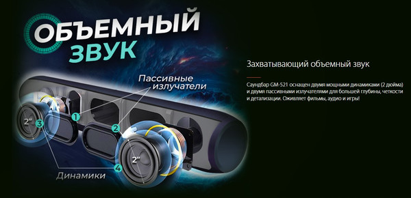 Изображение товара Звуковая панель (саундбар) Ginzzu GM-521