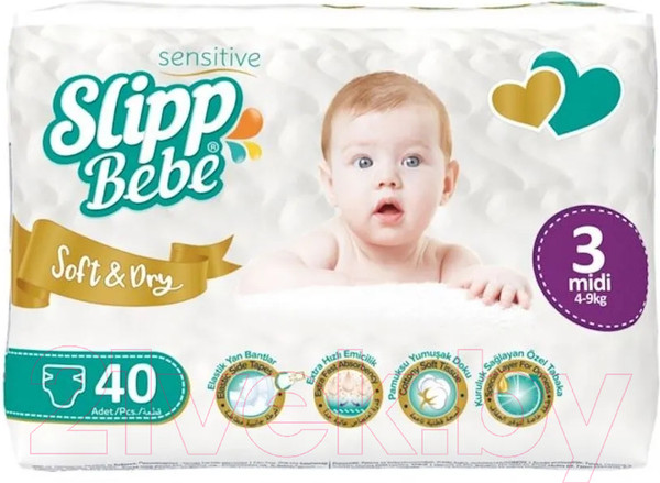 Изображение товара Подгузники детские Slipp Bebe №3 4-9 кг (40шт)