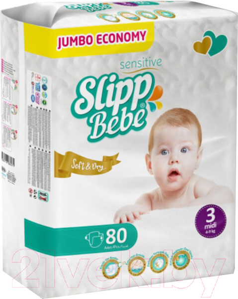 Изображение товара Подгузники детские Slipp Bebe №3 4-9 кг (80шт)
