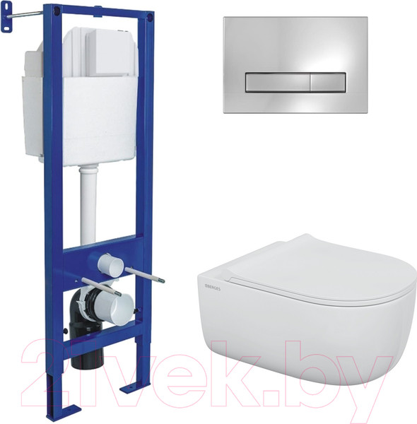 Изображение товара Унитаз подвесной с инсталляцией Berges Ego X Rimless / 043356 (с сиденьем)