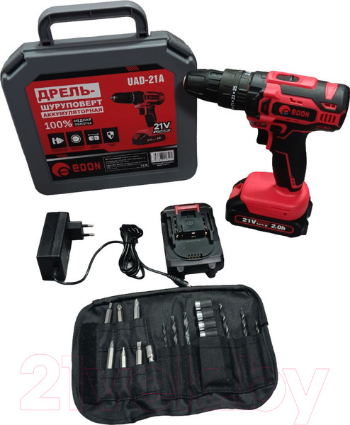 Изображение товара Аккумуляторная дрель-шуруповерт Edon UAD-21A / 24907