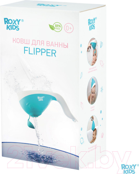 Изображение товара Ковшик для купания Roxy-Kids Flipper RBS-004-MO с лейкой (мятный)
