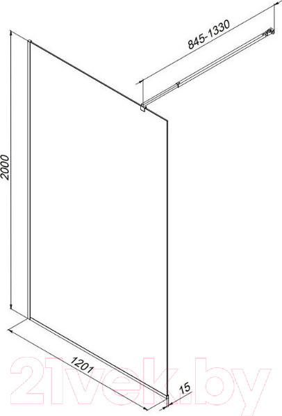 Изображение товара Душевая стенка AM.PM Func 120x200 / W84WI-120-F1-BTE (черный/прозрачное стекло)