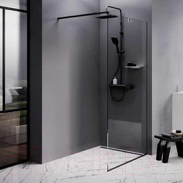 Изображение товара Душевая стенка AM.PM Func 120x200 / W84WI-120-F1-BTE (черный/прозрачное стекло)