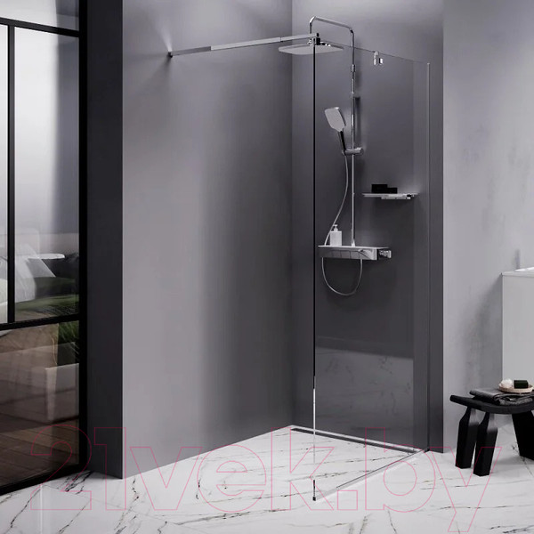 Изображение товара Душевая стенка AM.PM Func 90x200 / W84WI-90-F1-MTE (хром матовый/прозрачное стекло)