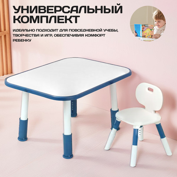 Изображение товара Комплект мебели с детским столом NINO Standart BS-8832P (синий)