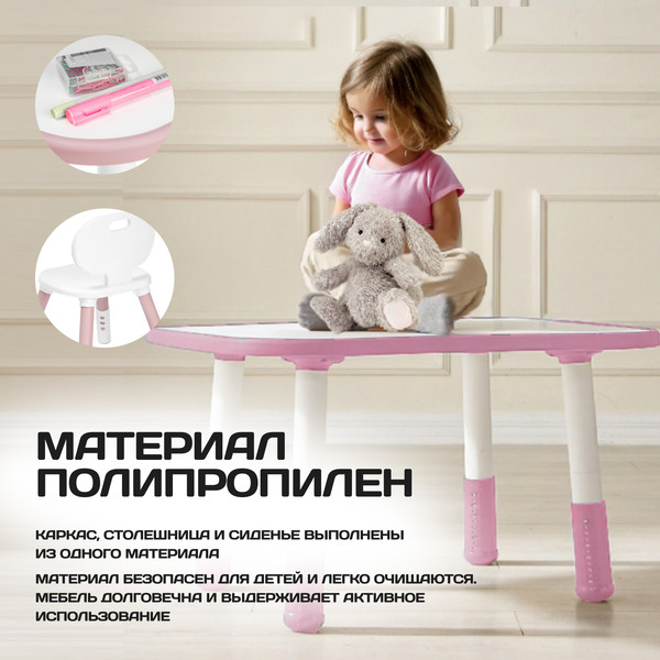Изображение товара Комплект мебели с детским столом NINO Standart BS-8832P (розовый)