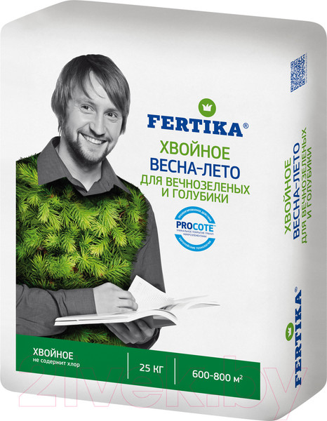 Изображение товара Удобрение Fertika Хвойное для вечнозеленых и голубики весна-лето  (25кг)