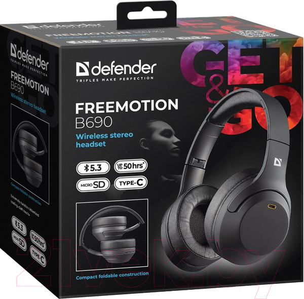Изображение товара Беспроводные наушники Defender FreeMotion B690 / 63690 (черный)