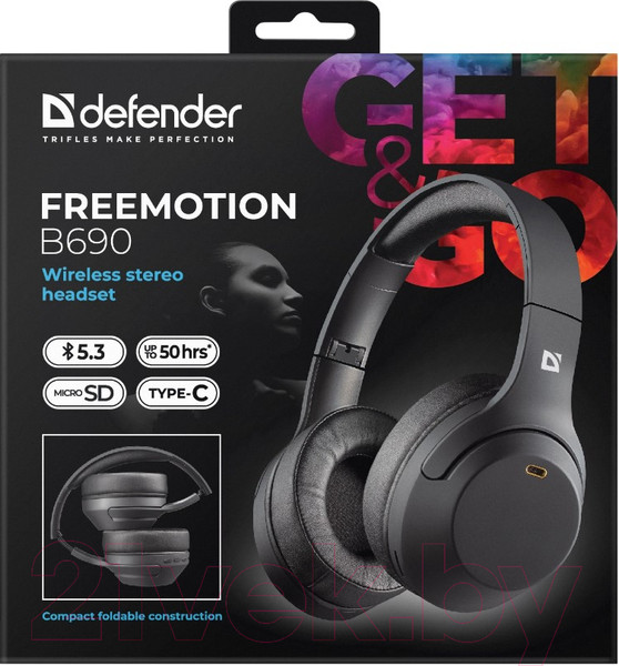 Изображение товара Беспроводные наушники Defender FreeMotion B690 / 63690 (черный)