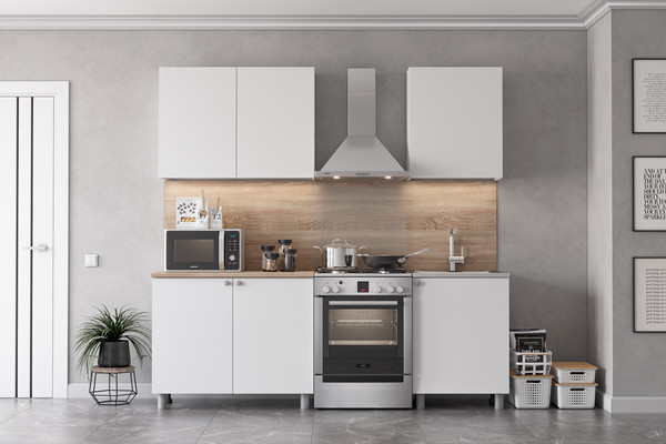 Изображение товара Кухонный гарнитур Mio Tesoro КГ-6 1600 (белый текстурный/дуб сонома)