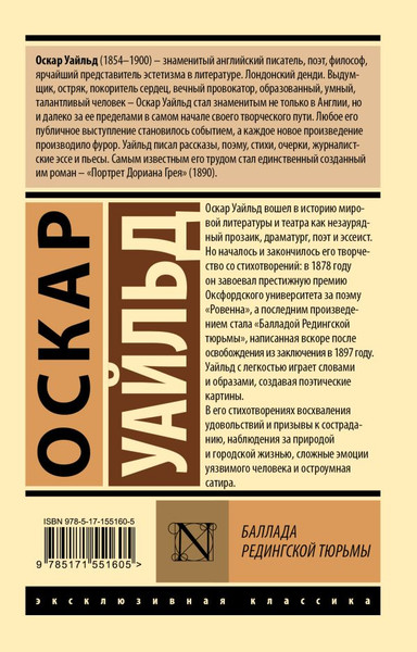 Изображение товара Книга АСТ Баллада Редингской тюрьмы, мягкая обложка (Уайльд Оскар)