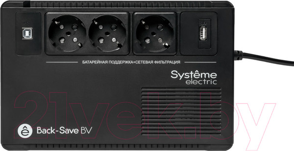 Изображение товара ИБП Systeme (Schneider) Electric Back-Save BV 800ВА AVR 3 Schuko 230В 1 USB-A / BVSE800RS