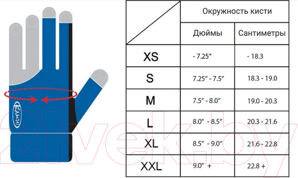 Изображение товара Перчатка для бильярда Kamui QuickDry 10968 (XXL, синий/черный)