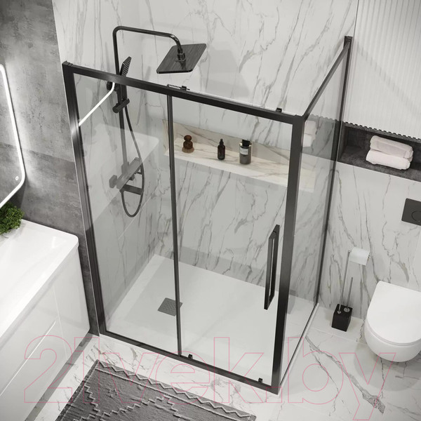 Изображение товара Душевая стенка Grossman Cosmo 200.K33.02.80.42.00 80x195 (графит сатин/ стекло прозрачное)
