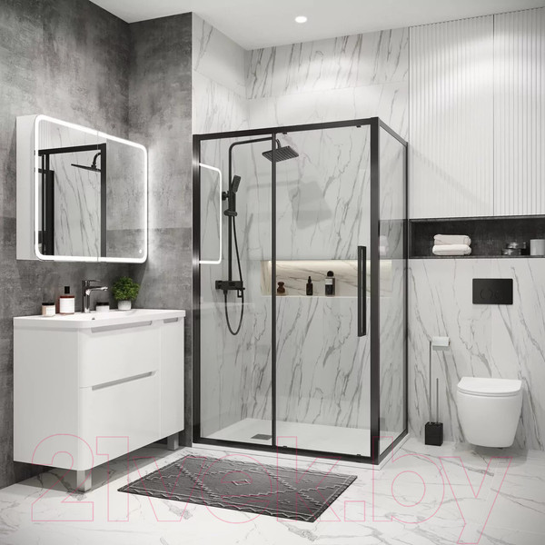 Изображение товара Душевая стенка Grossman Cosmo 200.K33.02.80.42.00 80x195 (графит сатин/ стекло прозрачное)