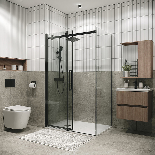 Изображение товара Душевая стенка Grossman Classic 80x195 / 200.K33.04.80.42.00 (графит сатин/стекло прозрачное)