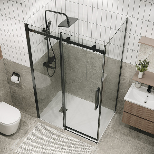 Изображение товара Душевая стенка Grossman Classic 80x195 / 200.K33.04.80.42.00 (графит сатин/стекло прозрачное)