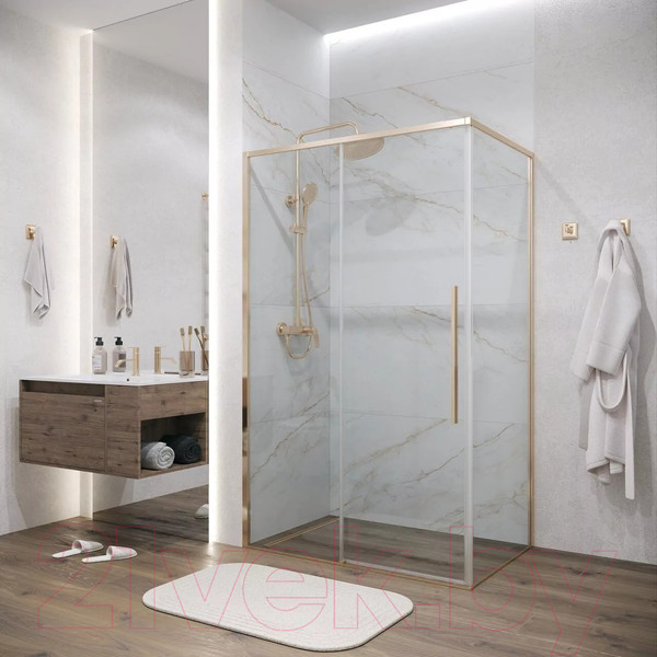 Изображение товара Душевая стенка Grossman Galaxy 80x195 / 200.K33.01.80.32.00 (золото сатин/ стекло прозрачное)