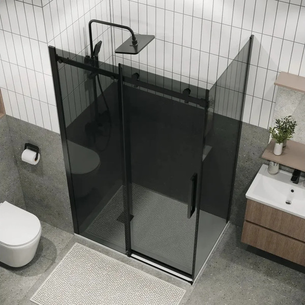 Изображение товара Душевая стенка Grossman Classic 90x195 / 200.K33.04.90.21.10 (черный матовый/стекло тонированное)