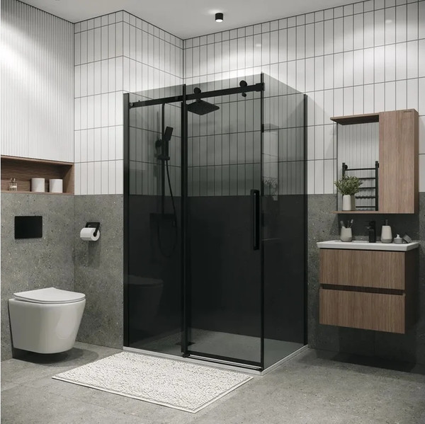 Изображение товара Душевая стенка Grossman Classic 90x195 / 200.K33.04.90.21.10 (черный матовый/стекло тонированное)