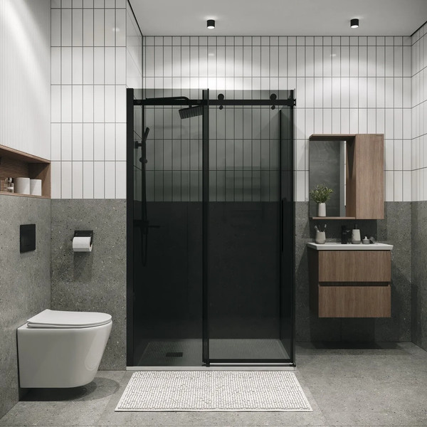 Изображение товара Душевая стенка Grossman Classic 90x195 / 200.K33.04.90.21.10 (черный матовый/стекло тонированное)