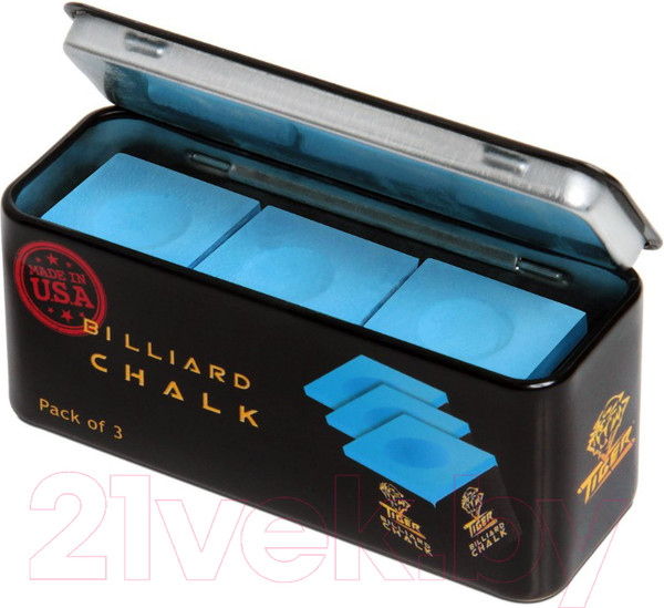 Изображение товара Мел для бильярда Tiger Chalk 12313 (3шт, синий)