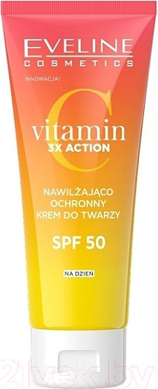 Изображение товара Крем для лица Eveline Cosmetics Vitamin C 3x Action Увлажняющe-защитный SPF50 (30мл)