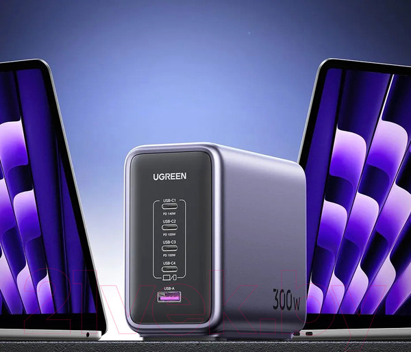 Изображение товара Зарядное устройство сетевое Ugreen Nexode CD333 300W 5-Port PD GaN Fast Charger EU / 90903B (черный)