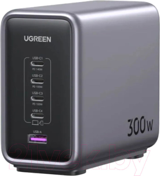 Изображение товара Зарядное устройство сетевое Ugreen Nexode CD333 300W 5-Port PD GaN Fast Charger EU / 90903B (черный)