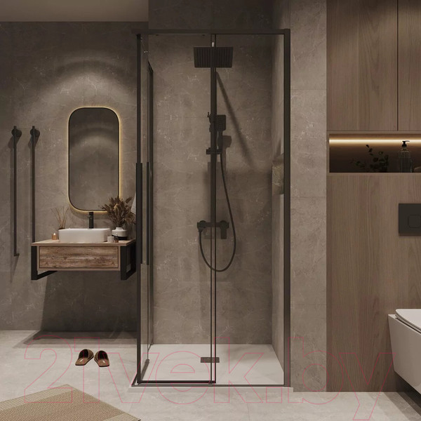 Изображение товара Душевая дверь Grossman Galaxy 110x195 / 1/2.K33.01.11.42.00 (графит сатин/стекло прозрачное)