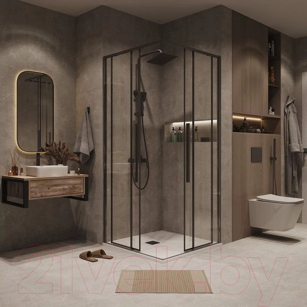 Изображение товара Душевая дверь Grossman Galaxy 110x195 / 1/2.K33.01.11.42.00 (графит сатин/стекло прозрачное)