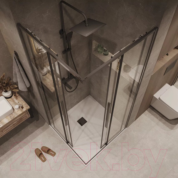 Изображение товара Душевая дверь Grossman Galaxy 120x195 / 1/2.K33.01.12.42.00 (графит сатин/стекло прозрачное)