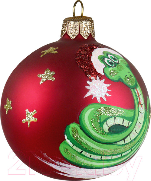 Изображение товара Шар новогодний Декарт Звездный змей символ 8Ш0094 (8см, красный)