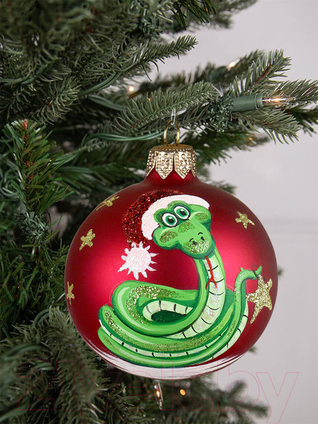 Изображение товара Шар новогодний Декарт Звездный змей символ 8Ш0094 (8см, красный)