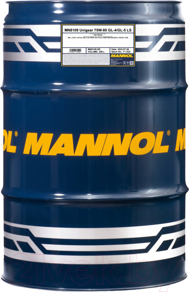 Изображение товара Трансмиссионное масло Mannol Unigear 75W80 GL-4/GL-5 LS / MN8109-DR (208л)