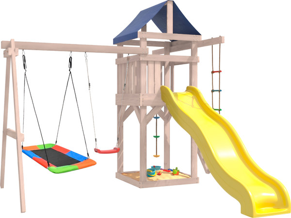 Изображение товара Игровой комплекс National Tree Company С качелями лодочка и прямоугольным гнездом Лодка IgroWoods/ДНП-9 (не окрашен)